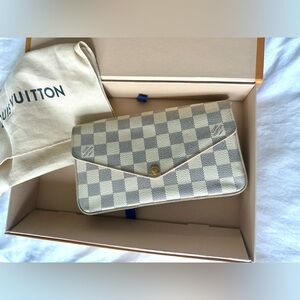 Authentic Louis Vuitton Felicie Pochette in Damien Azur Canvas